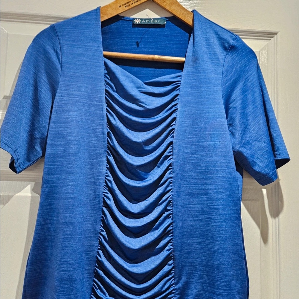 Blue Ruched Women's Top